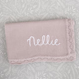 Knitted Cotton Baby Blanket Hand Embroidered - Personalise Me