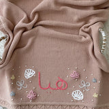 Baby Blanket with Flowers, Bows, Shells and Pearls - Personalise Me