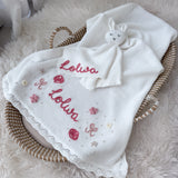 Baby Blanket with Flowers, Bows, Shells and Pearls - Personalise Me