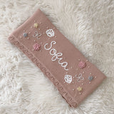 Baby Blanket with Flowers, Bows, Shells and Pearls - Personalise Me