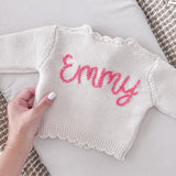 Knitted Scallop Cardigan - Hand Embroidered - Personalise Me