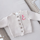 Knitted Scallop Cardigan - Hand Embroidered - Personalise Me