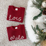 Christmas Knitted Sweater - Hand Embroidered - Personalise Me