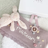 Flower Blanket, Bunny & Teether 3-Piece Gift Set - Personalise Me