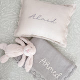 Linen Nursery Cushion Hand Embroidered - Personalise Me